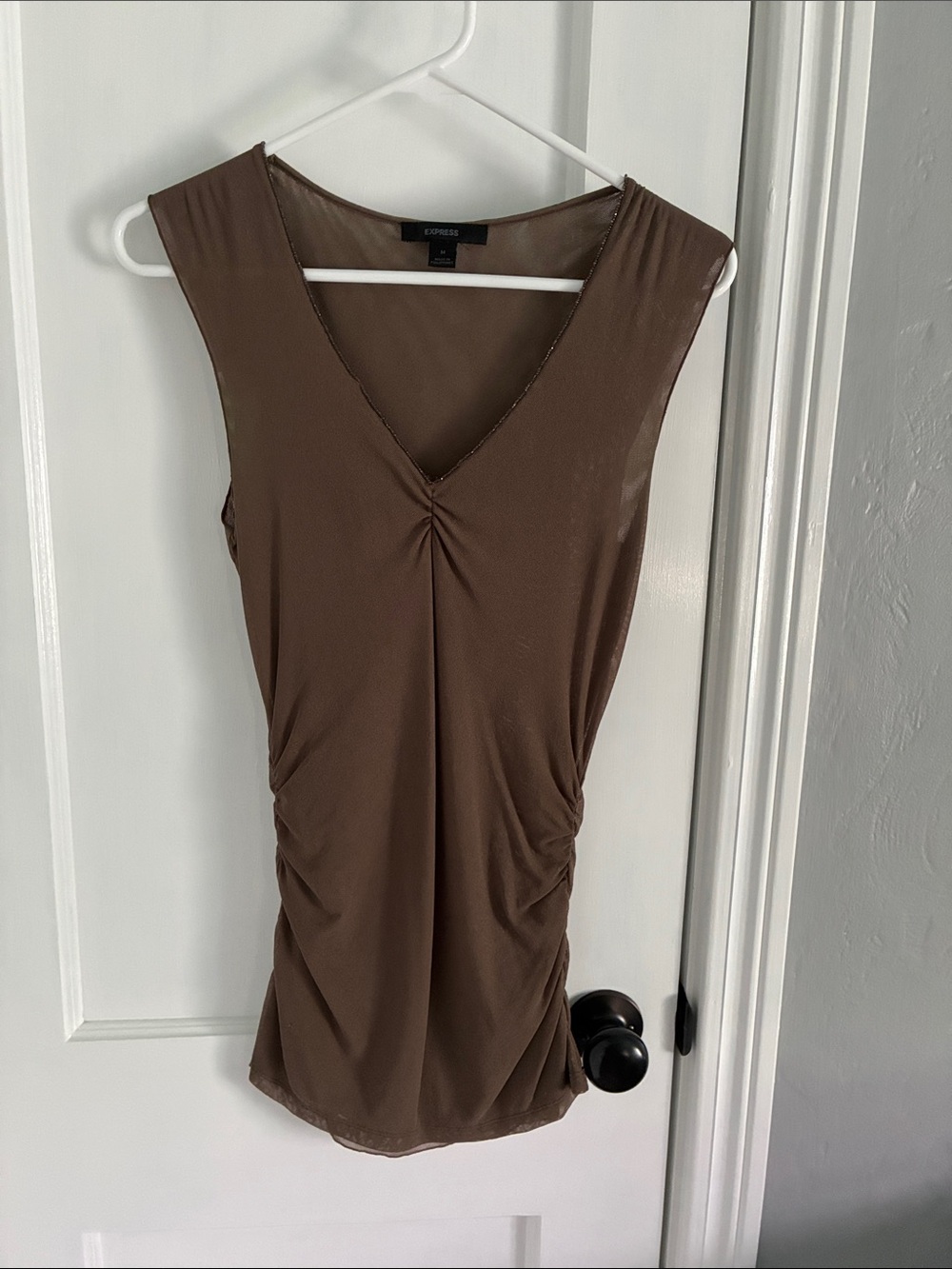 Express Brown V-Neck Tank Top